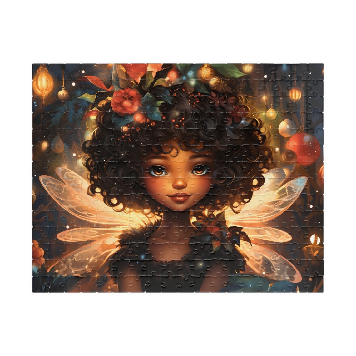 Glowing Holiday Fairy Girl with Flower Crown and Lantern Light Poster - Image 2