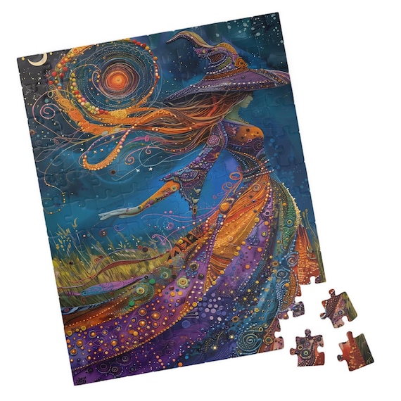 Celestial Witch Woman Conjuring Galaxy Starry Night Art Poster
