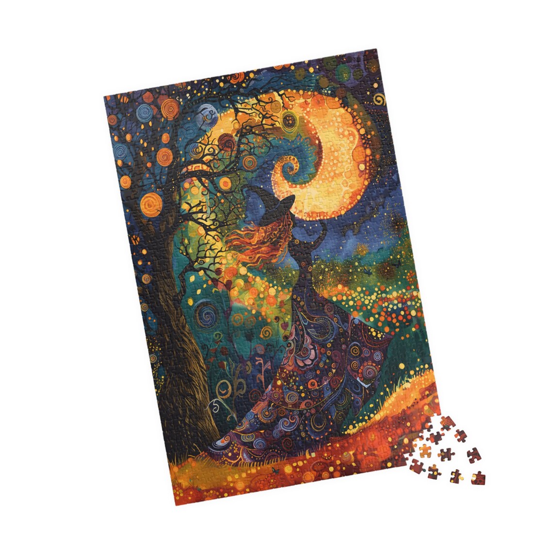 Whimsical Witch Halloween Puzzle Art Print - Image 3