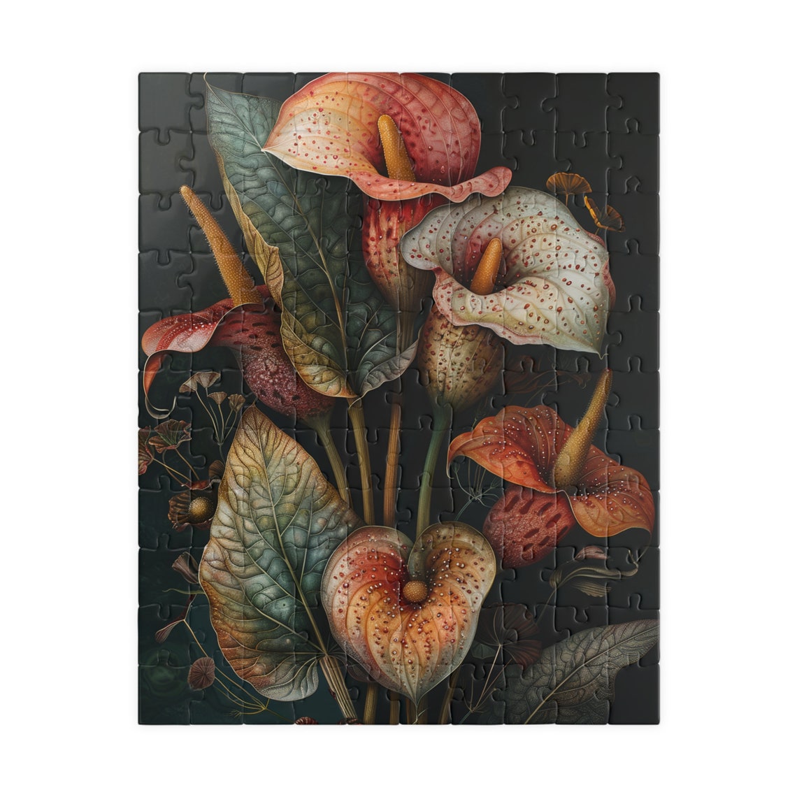 Moody Dark Botanical Painting of Exotic Tropical Blooms Poster - Image 6