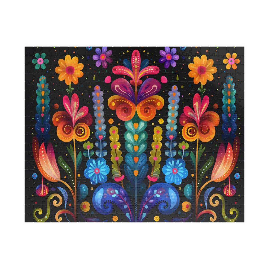 Colorful Folk Art Jigsaw Puzzle Art Print - Image 5
