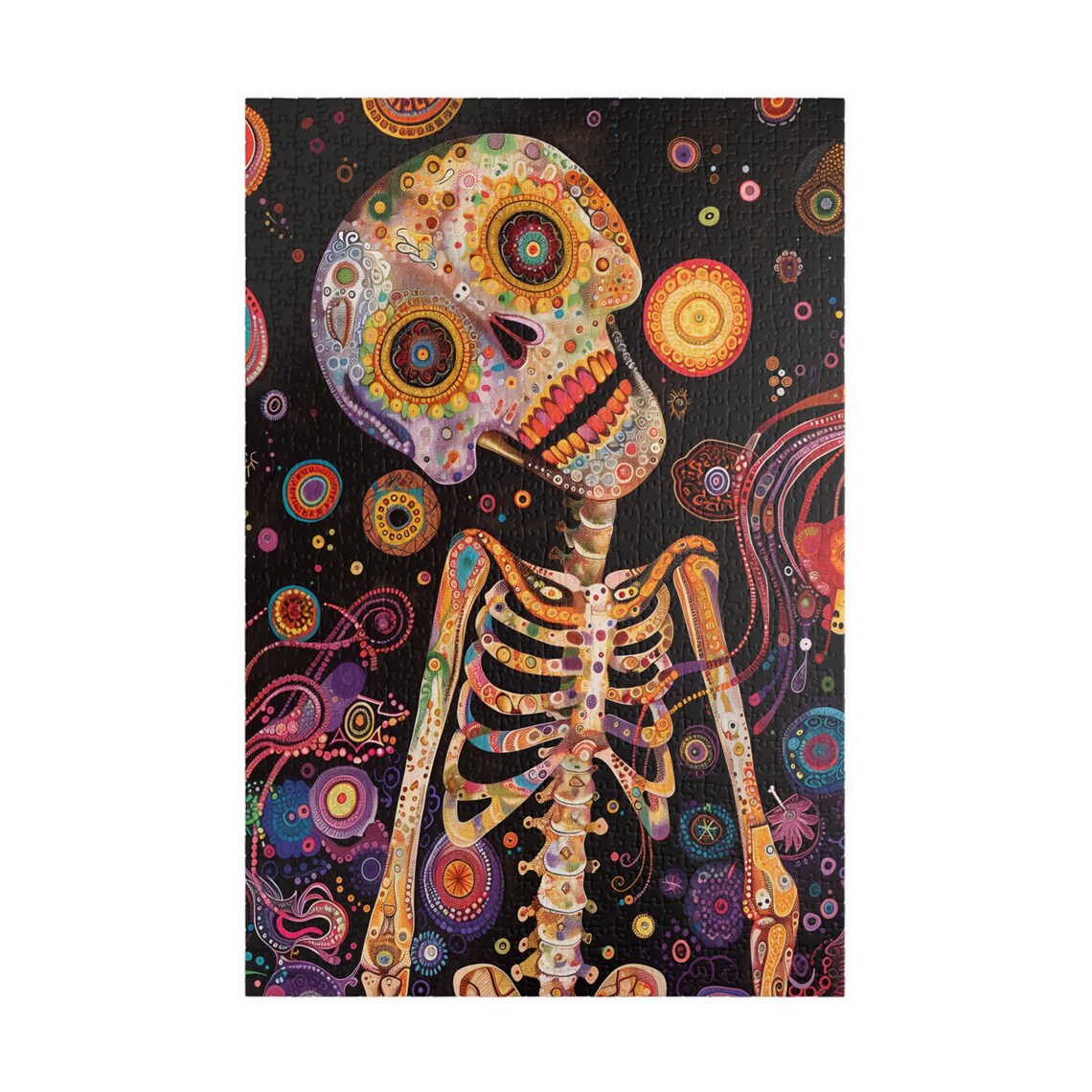 Day of the Dead Sugar Skull Skeleton Rainbow Floral Art Poster - Image 4