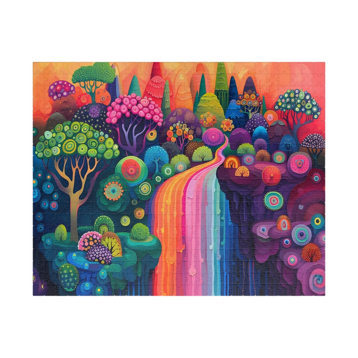Whimsical Rainbow Colored Landscape Puzzle Fantasy Waterfall Jigsaw Tech Free Family Activity Great Gift For Birthdays Or Get Well - Image 5