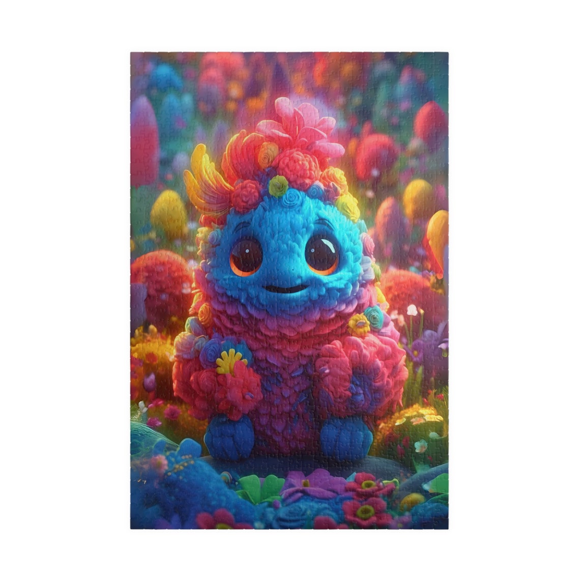 Pixel Smiling Flower Face Fantasy Creature Colorful Garden Poster - Image 3