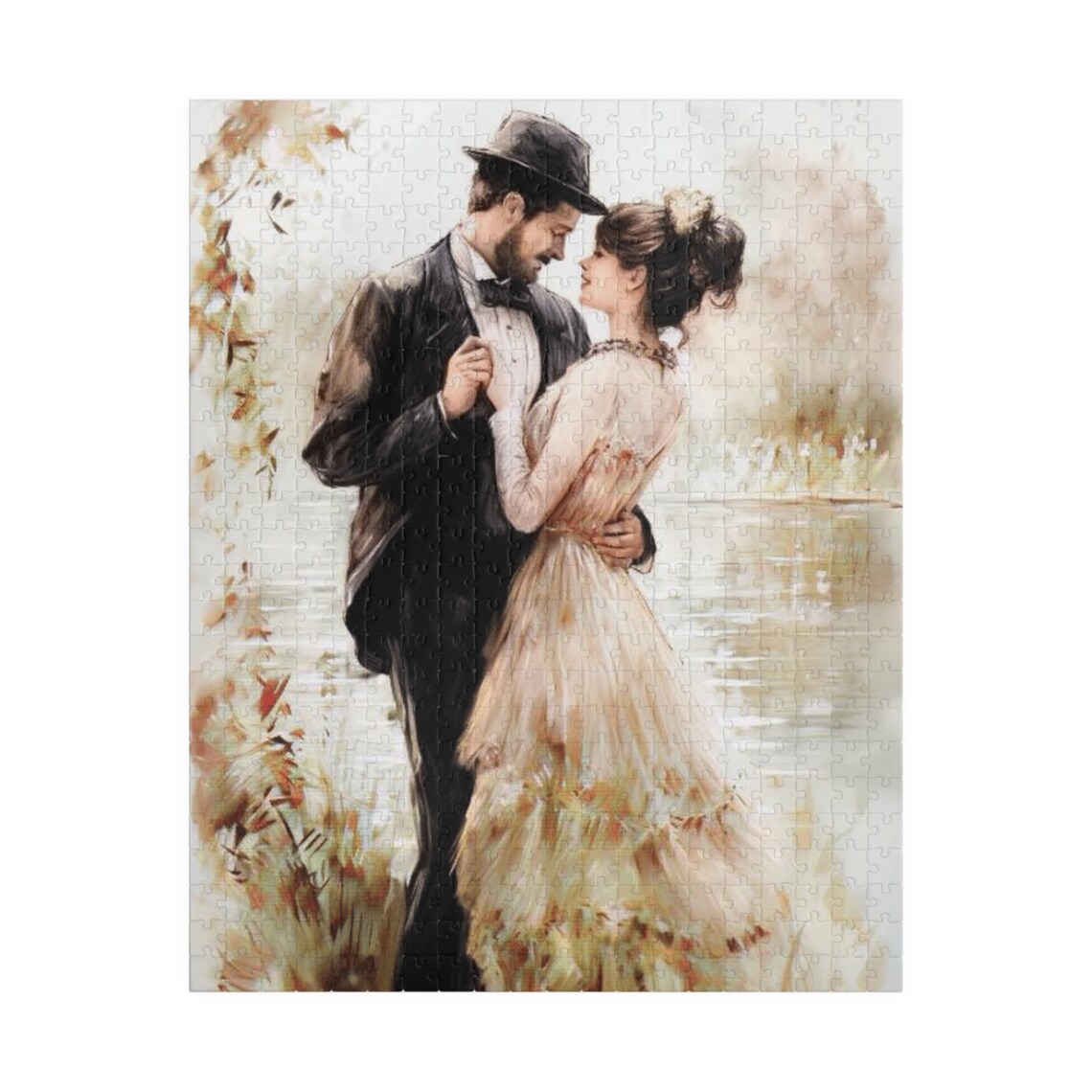Elegant Victorian Couple Dancing Beside A Calm Lake Art Poster - Image 5
