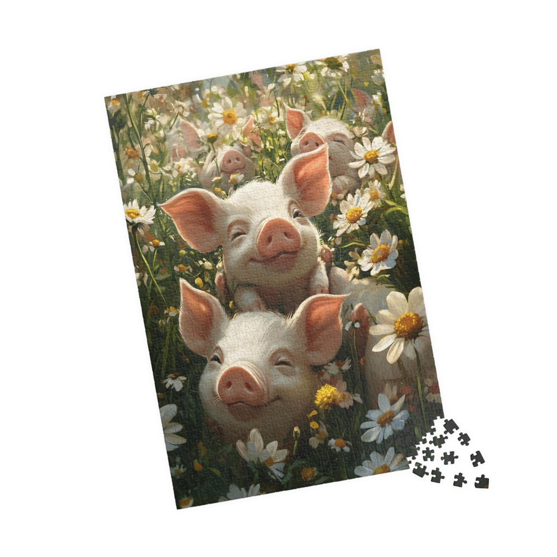 Joyful Piglets Laughing Among Daisies in a Sunny Meadow Poster - Image 4