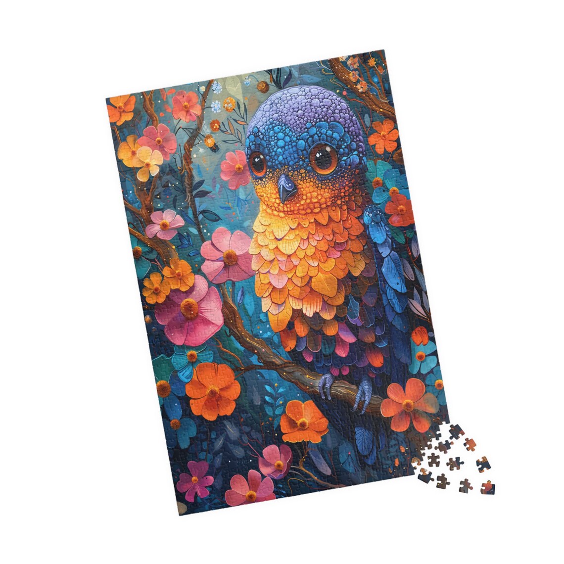 Colorful Fantasy Bird Flower Garden Cute Whimsical Bird Poster - Image 4