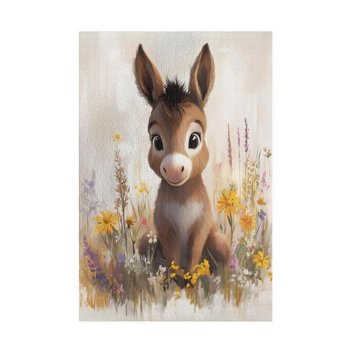 Baby Donkey Wildflower Meadow Cute Foal Floral Animal Art Poster - Image 3