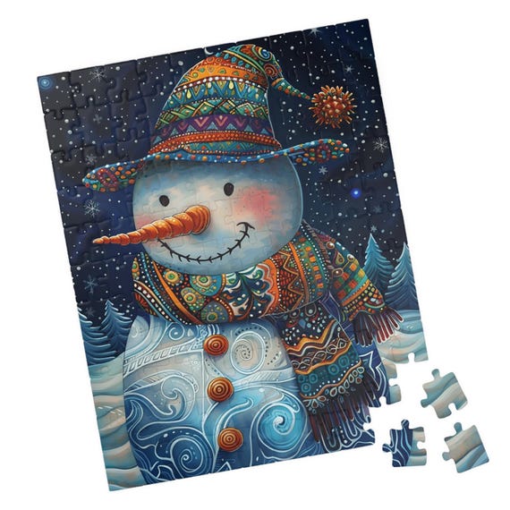 Colorful Happy Snowman Jigsaw Puzzle Great Gift For Holidays Birthdays Get Well And Nursing Homes Tech Free Family Fun Activity