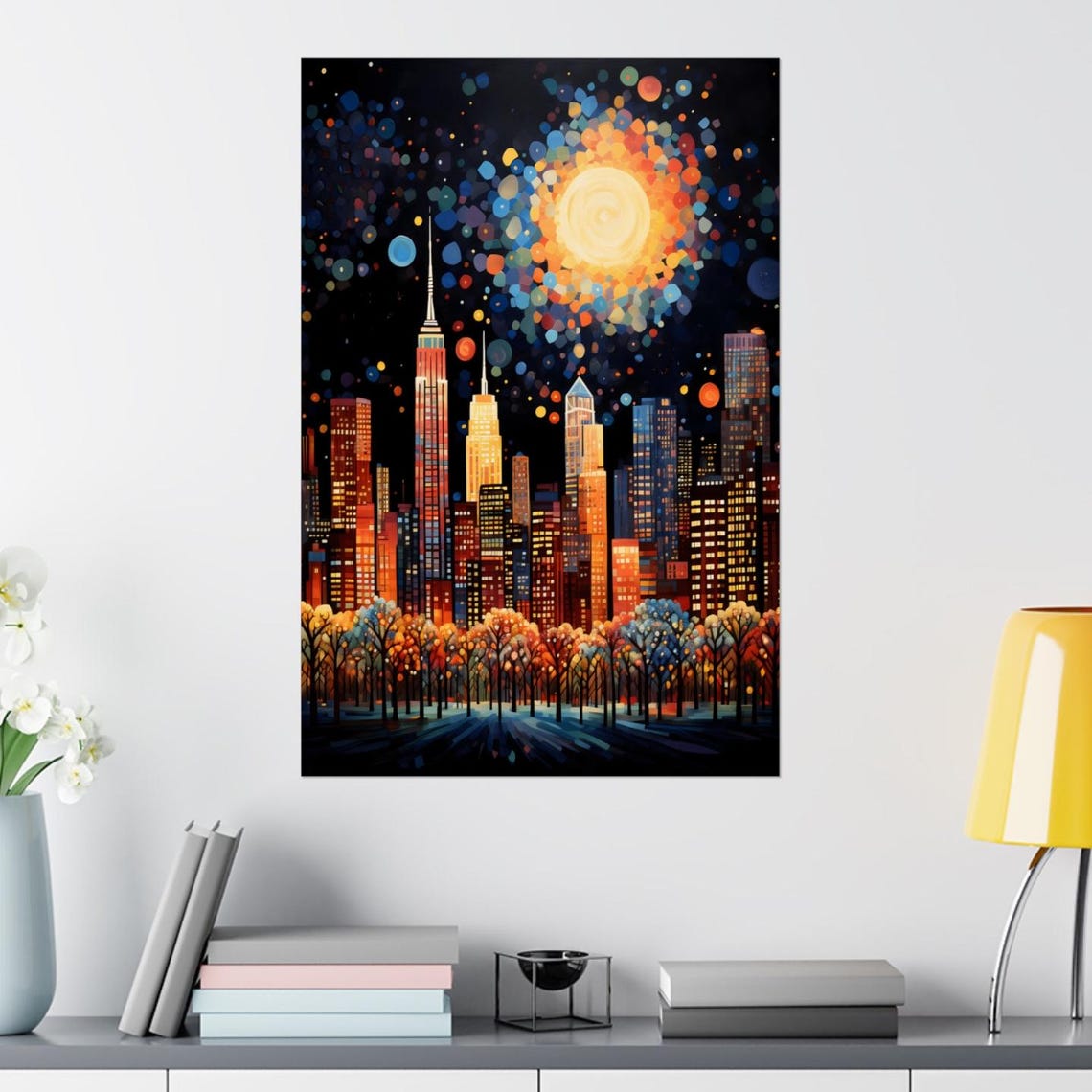 Central Park At Night Morden Art Printposter New York Theme Wall Art City Decor For Bedroom Office Dinning Room Livingfamily Room