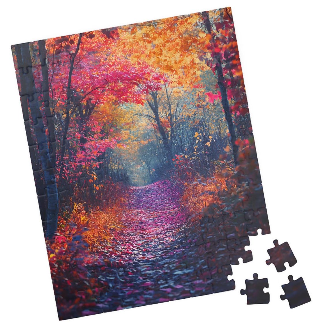 Colorful Autumn Forest Path Fall Foliage Landscape Nature Poster