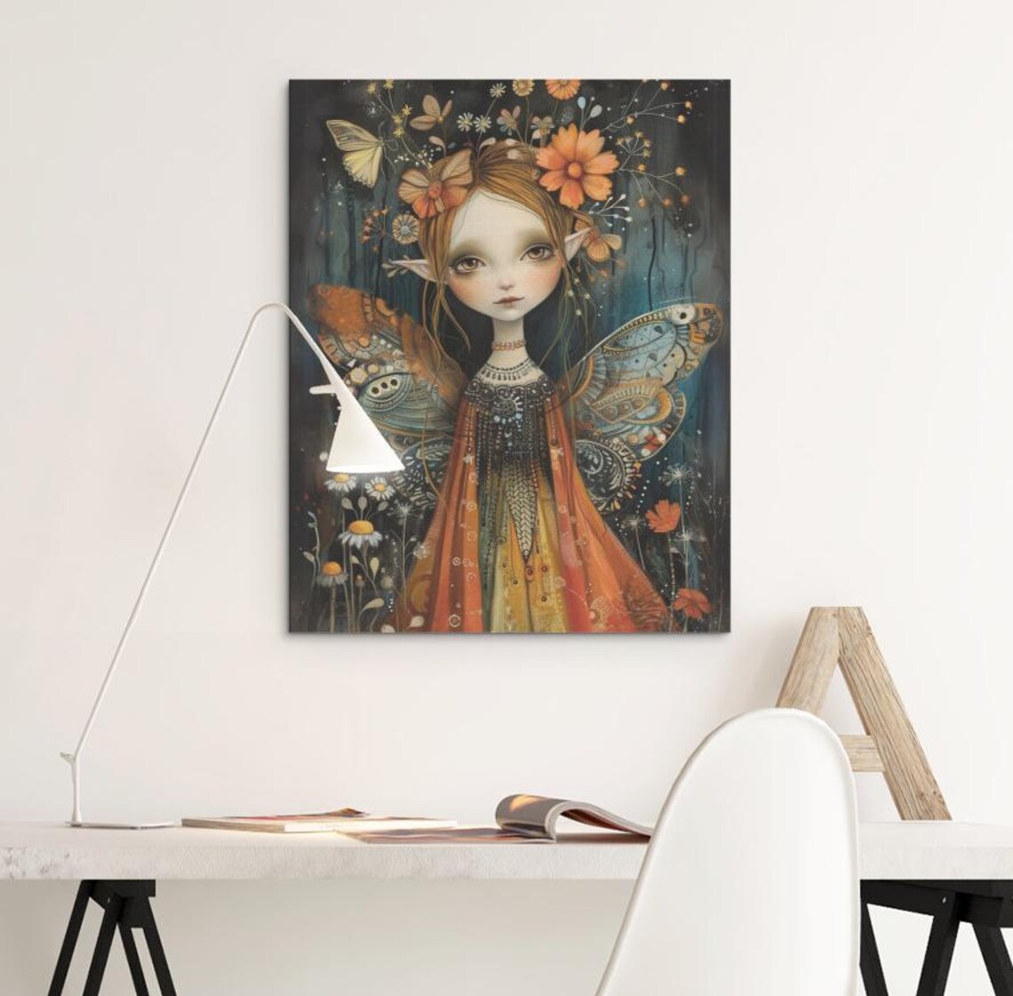 Sweet Bohemian Faerie Art Print, Folk Art Boho