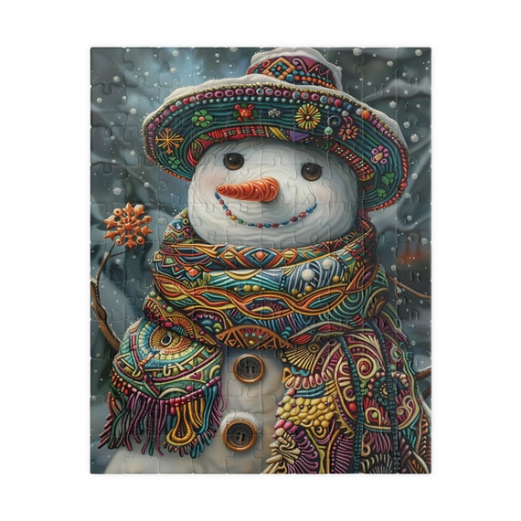 Colorful Snowman Ii Jigsaw Puzzle Great Gift For Holidays Birthdays Get Well And Nursing Homes Tech Free Family Fun Activity