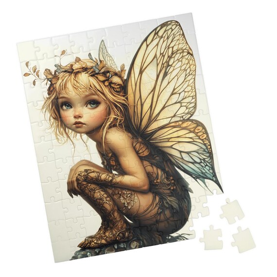 Skyla Golden Pixie Fairy Crouching With Leaf Crown And Big Wings Poster