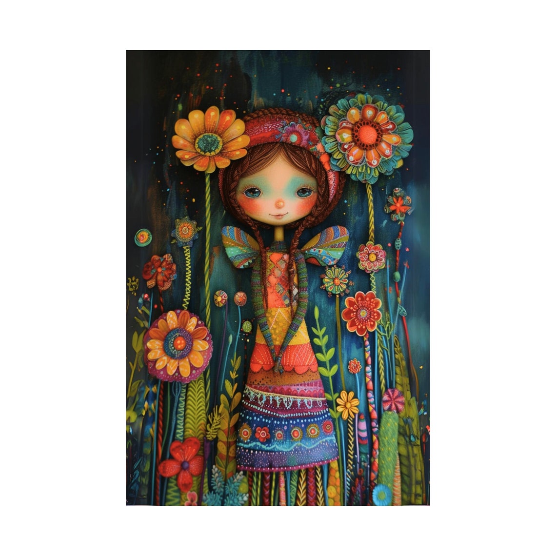 Sweet Flower Fairy Art Printposter Colorful Folk Artboho Fae Wall Art Faerie Decor For Bedroom Dinning Living Room Office Or Nursery - Image 3