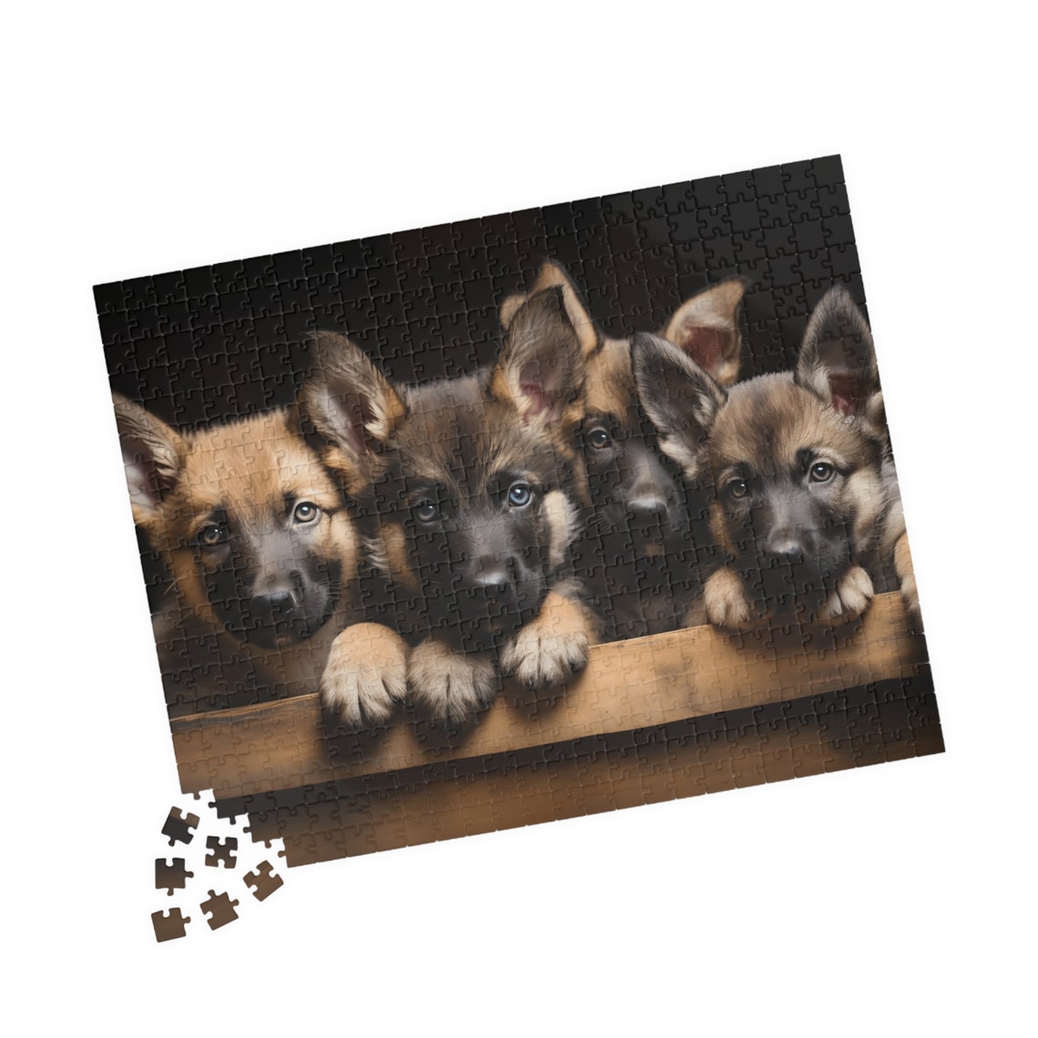Four Cute German Shepherd Puppies Looking over a Wooden Ledge Poster - Image 4