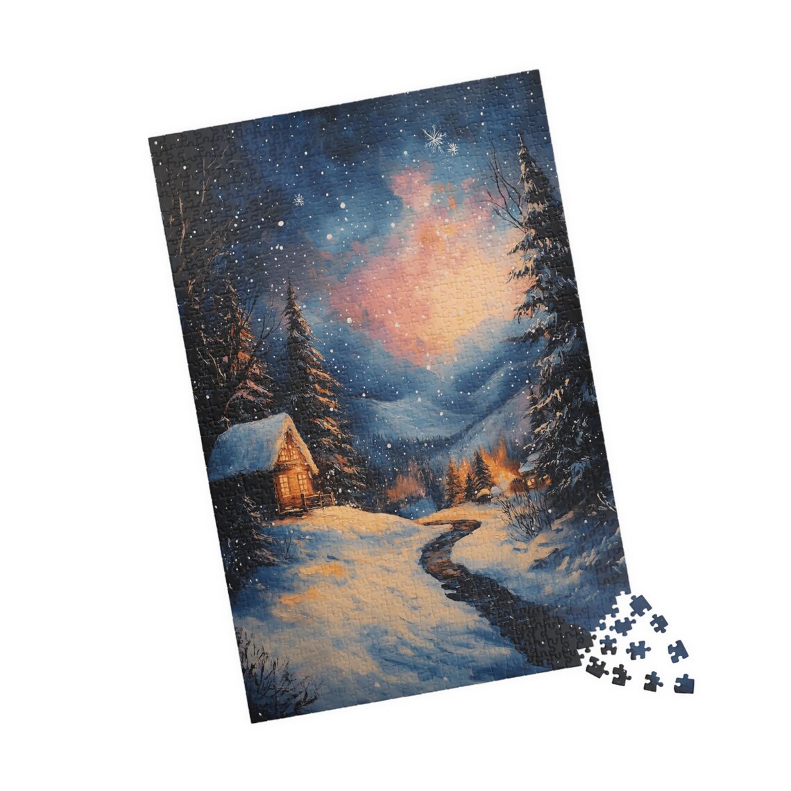 Snowy Cabin At Twilight Jigsaw Puzzle Gift - Image 4