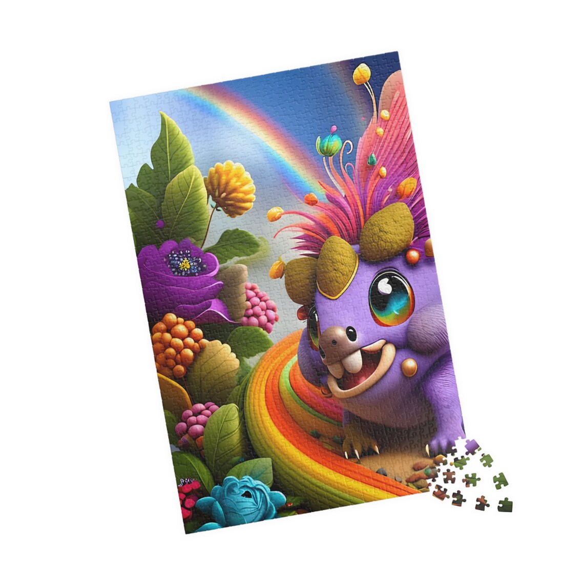 Chromo Happy Purple Fantasy Creature Rainbow Garden Kids Poster - Image 4