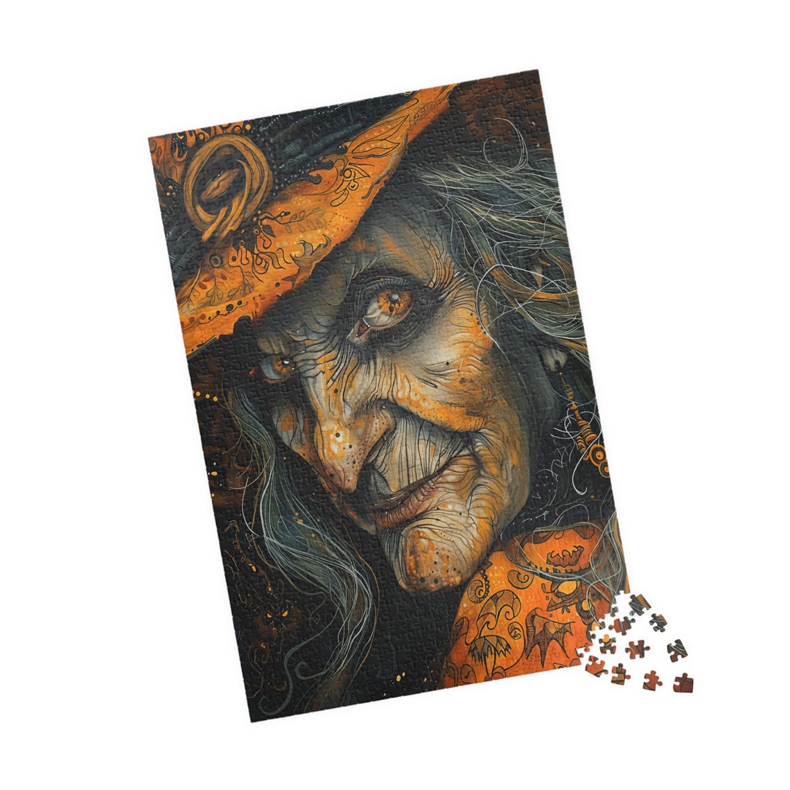 Fierce Sketch Style Witch In Fiery Orange And Black Art Poster - Image 4