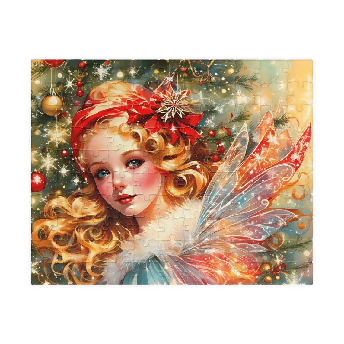 Classic Holiday Fairy with Golden Curls and Sparkling Wings Poster - Image 2
