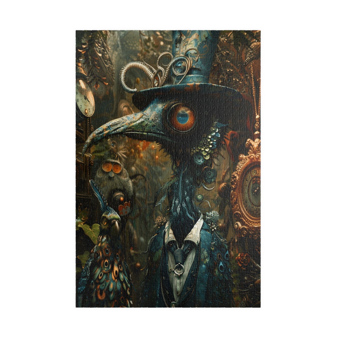 Dark Fantasy Steampunk Crow In Top Hat Gothic Portrait Art Poster - Image 3