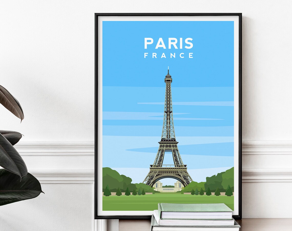 Paris France Eiffel Tower Travel Poster, European Landmark