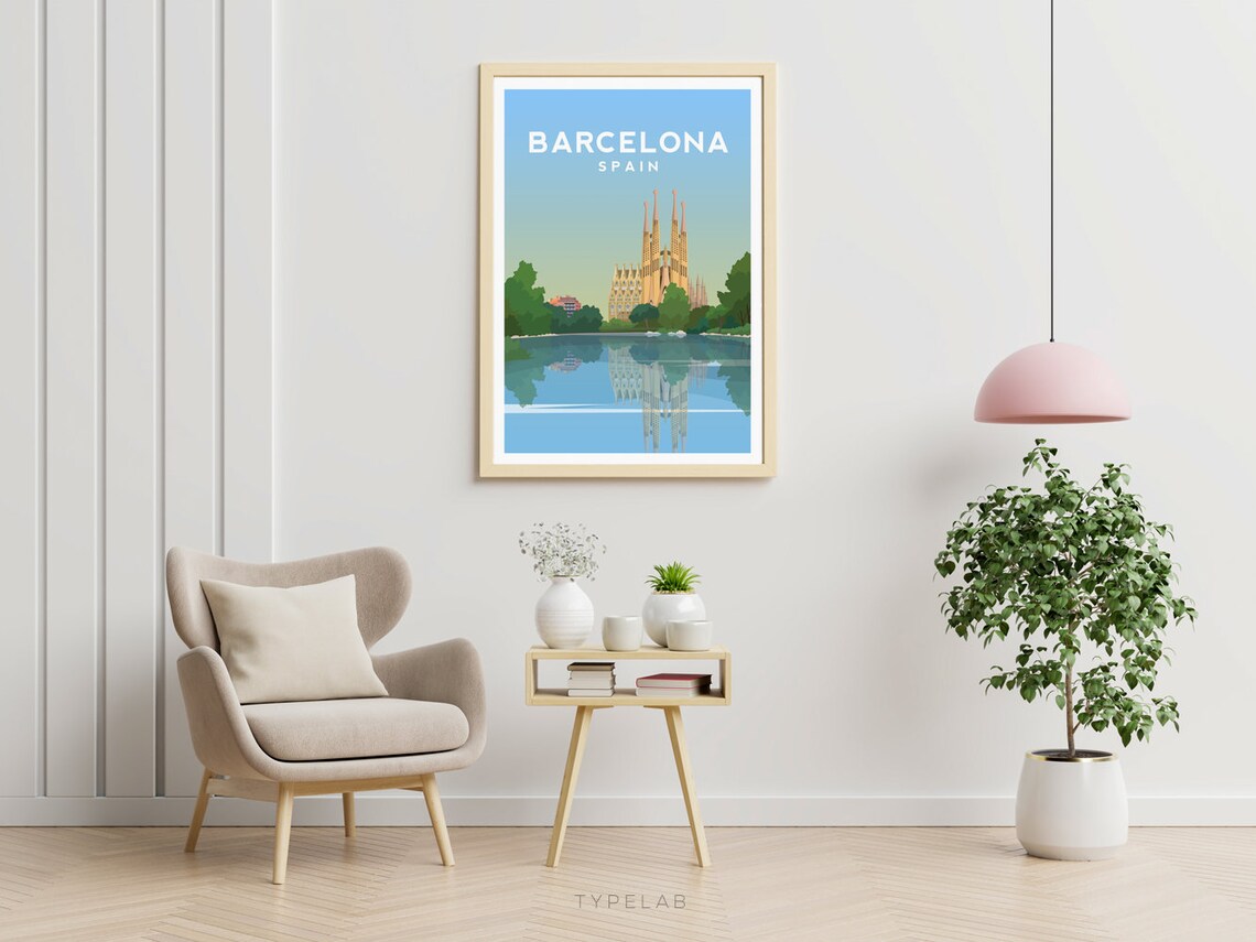 Barcelona Travel Poster, La Sagrada Familia City View - Image 2