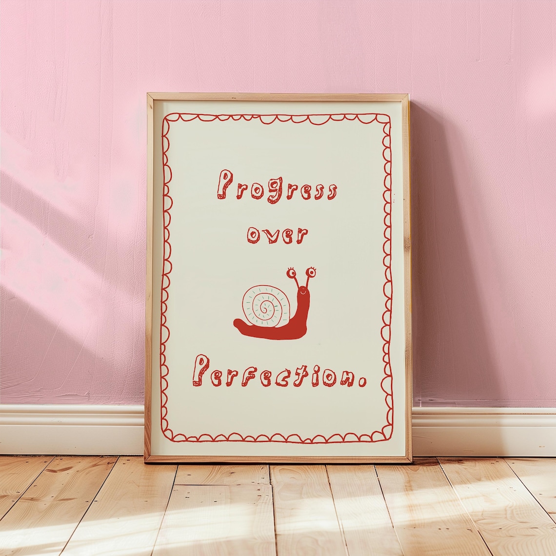 Progress Over Perfection Motivational Snail Art Print