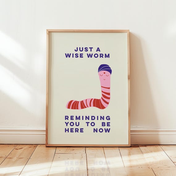 Mindfulness Poster For Children Mental Health Quirky Meditation Wall Art Cute Animal Quote Print Mid Century Modern