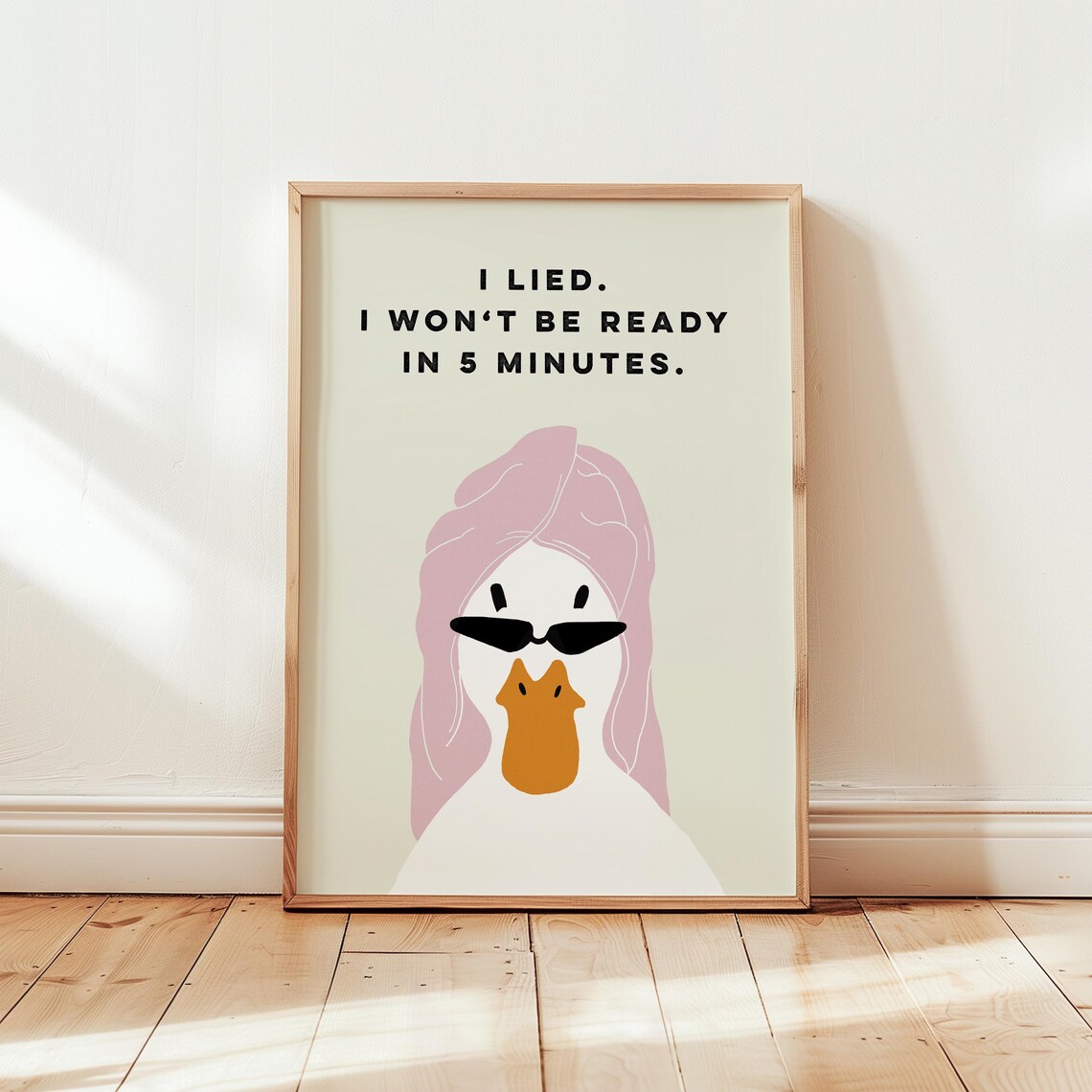 Funny Duck Bathroom Art Print, Handdrawn Illustration