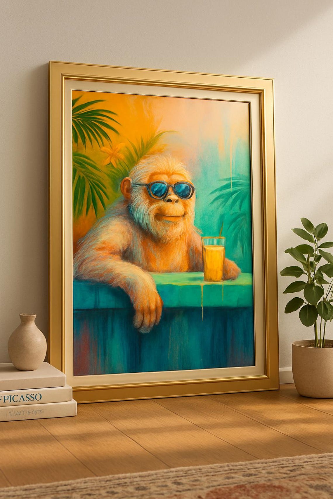 Cool Monkey Wall Art Tropical Jungle Print Fun Animal Decor Quirky Home Modern Boho