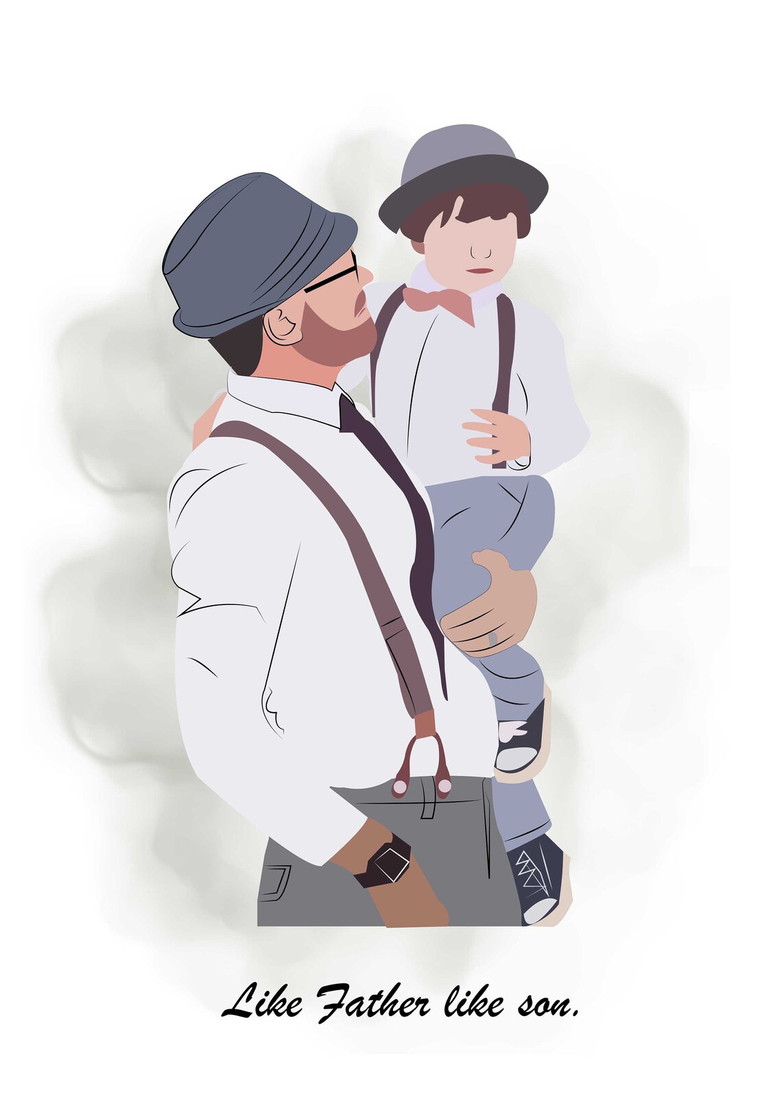 Like Father Like Son Matching Dad and Boy Flat Illustration Poster - Image 3