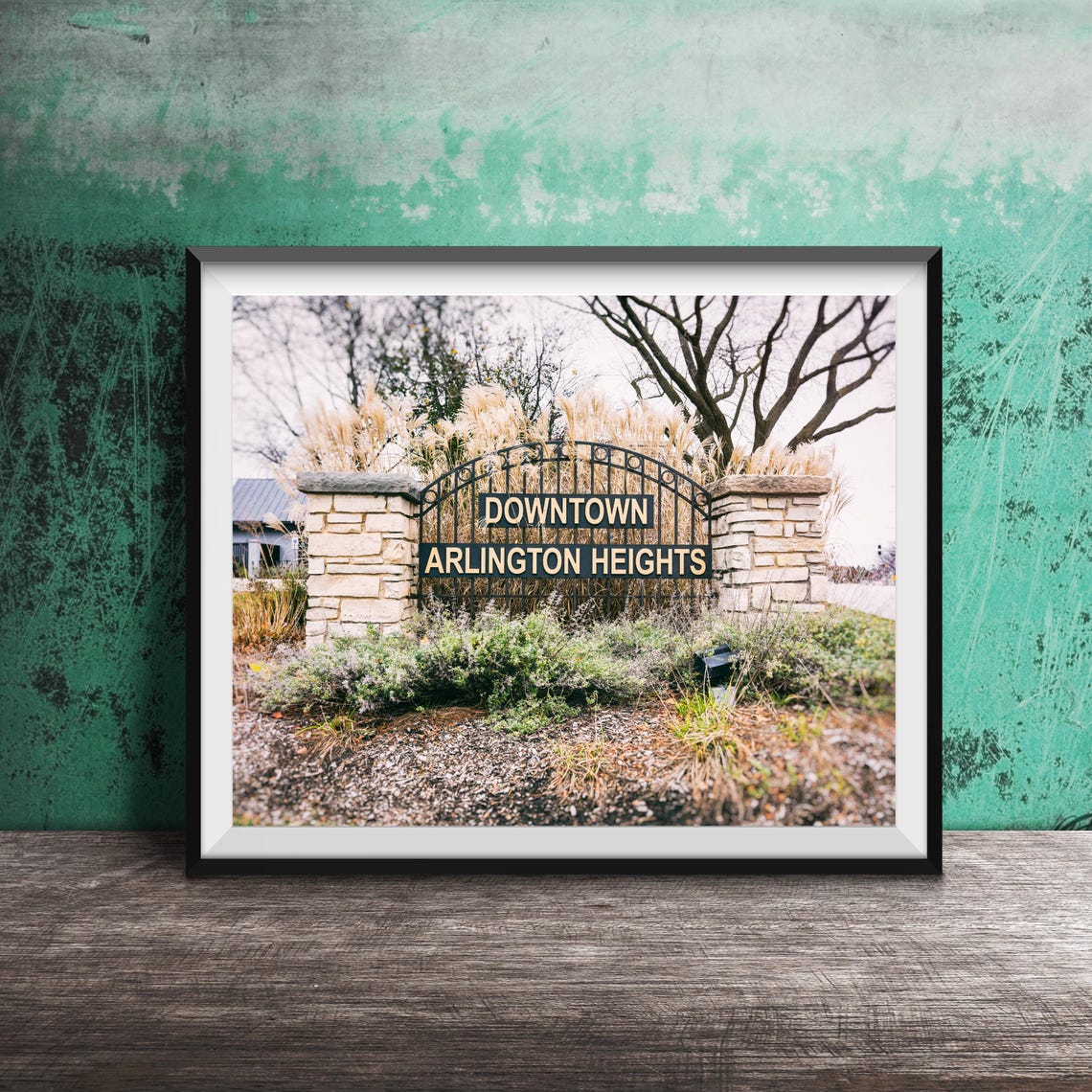 Downtown Arlington Heights Stone Gate Sign Photography Poster