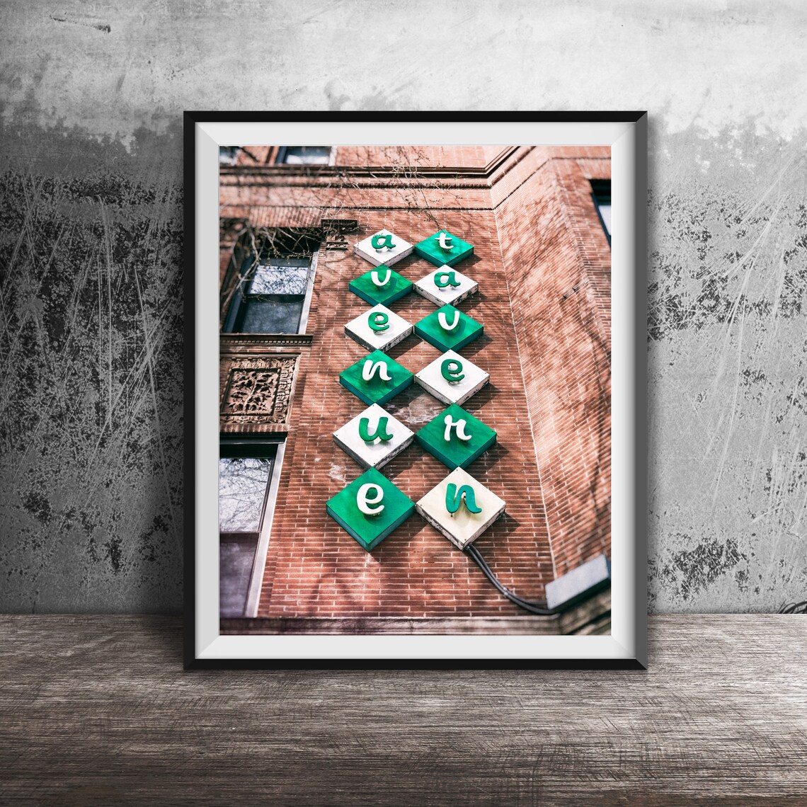 Avenue Tavern Diamond Letter Sign on Chicago Brick Building Poster