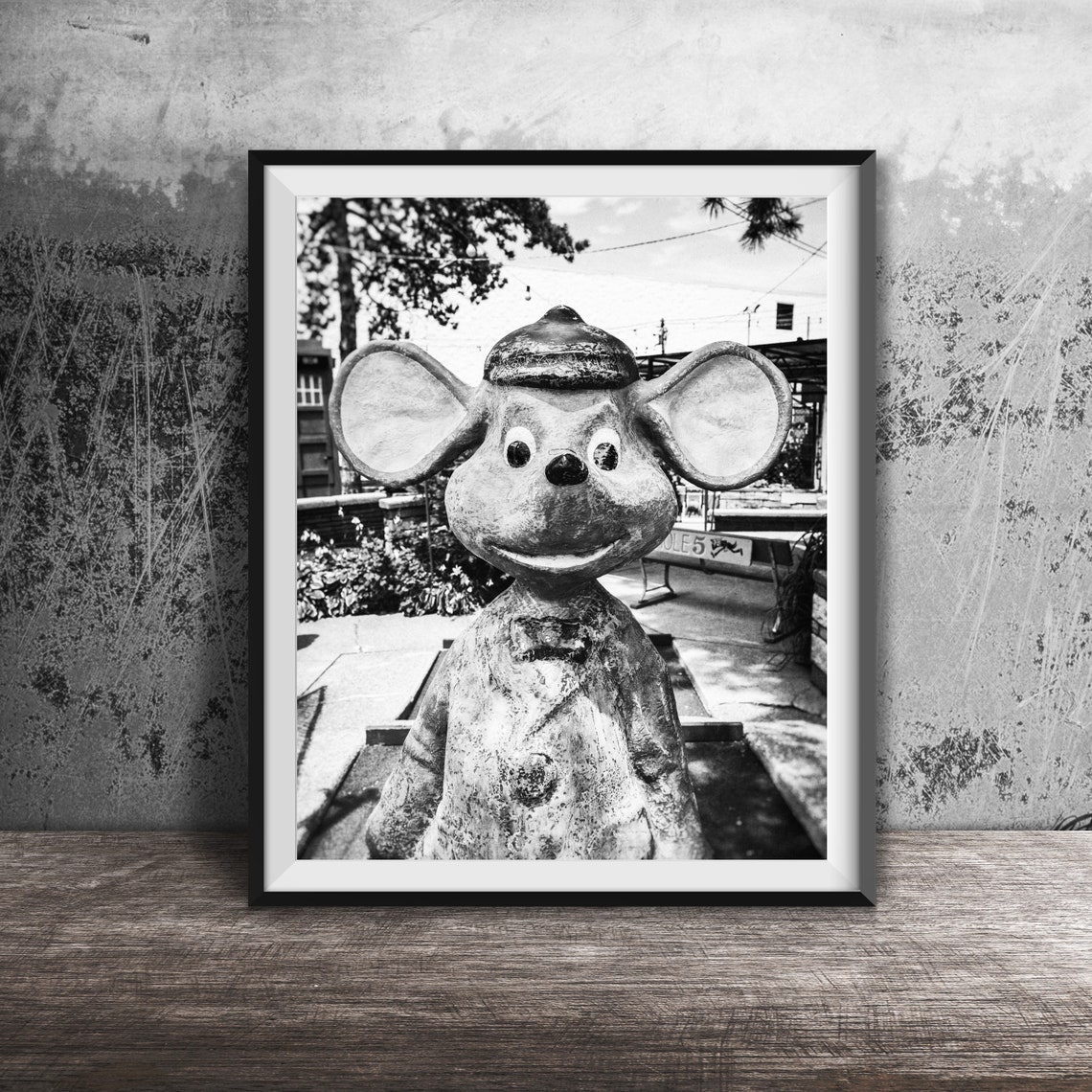 Whimsical Mini Golf Mouse Statue With Big Ears Red Cap Poster - Image 2