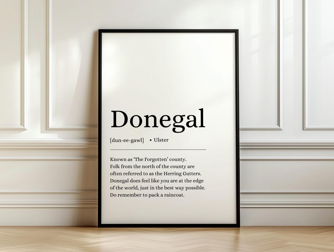 Donegal County Definition Poster Irish Dictionary Style Ulster Decor