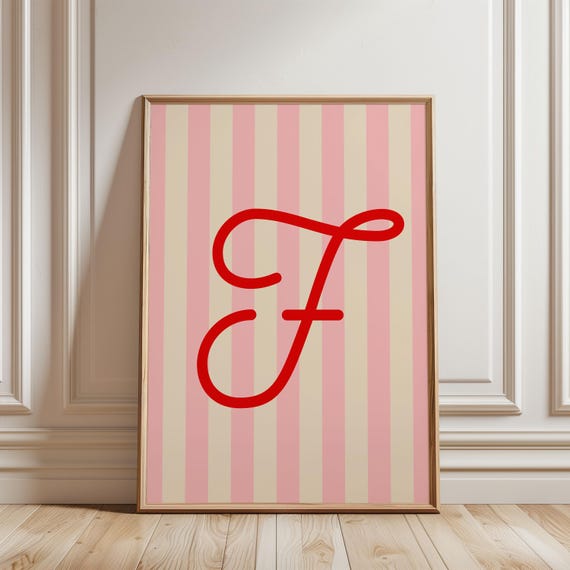 Personalized Letter Print, Colorful Striped Monogram