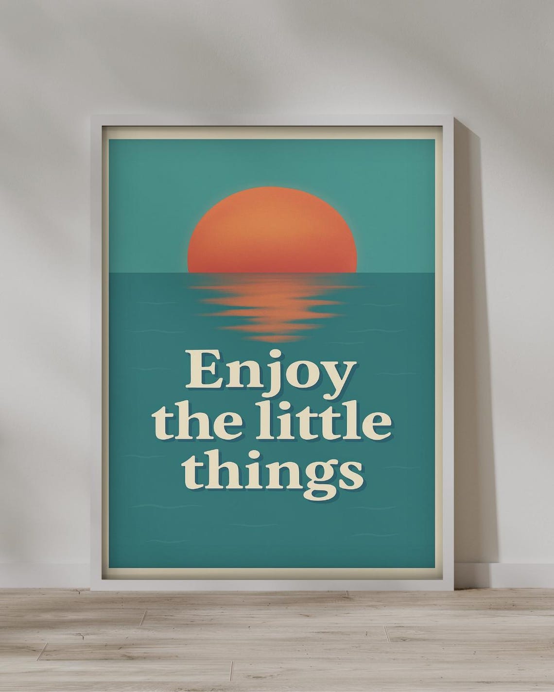 Enjoy The Little Things Sunset Quote Retro Boho Home Decor Poster