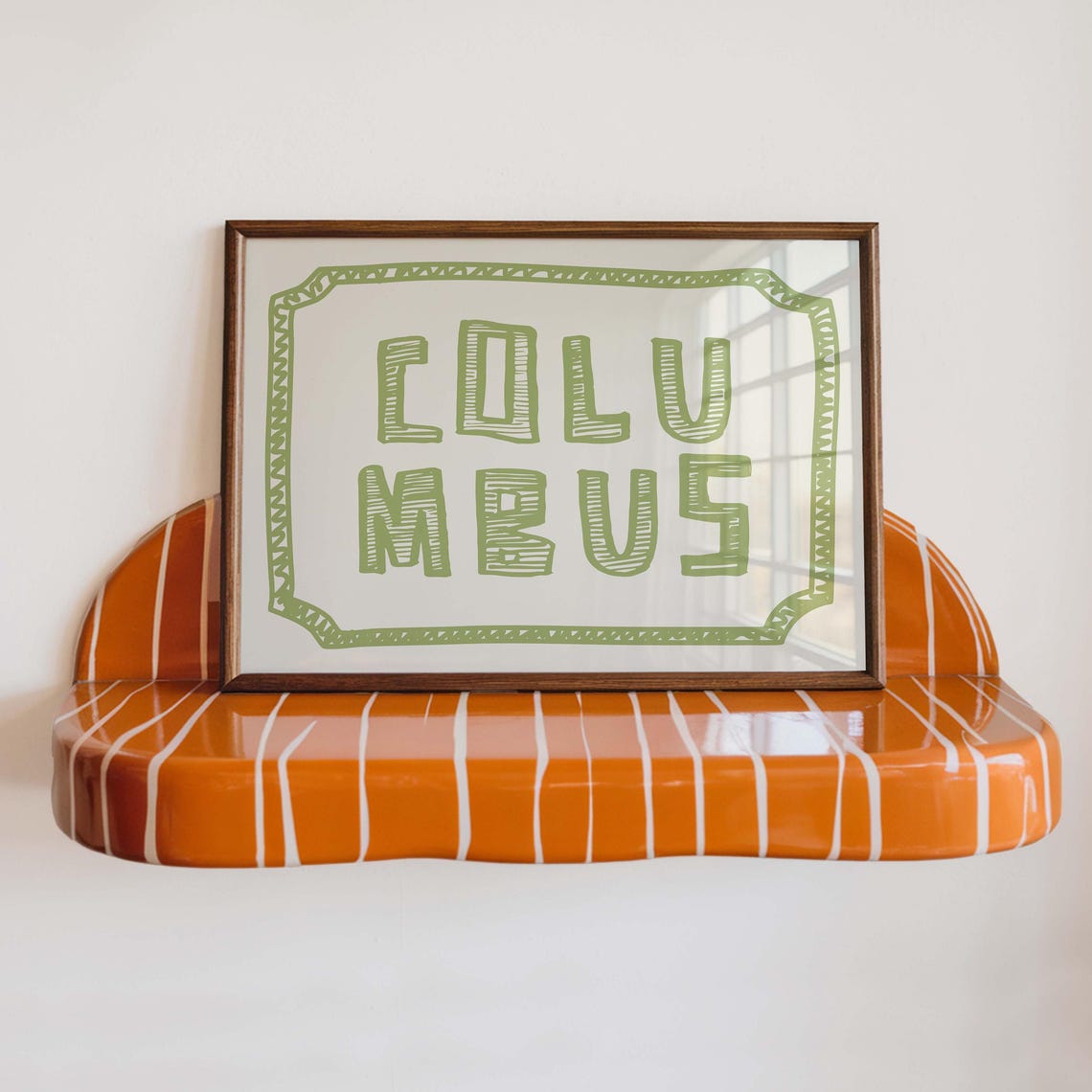 Columbus Ohio Hand Lettered Typography Retro City Art Wall Poster