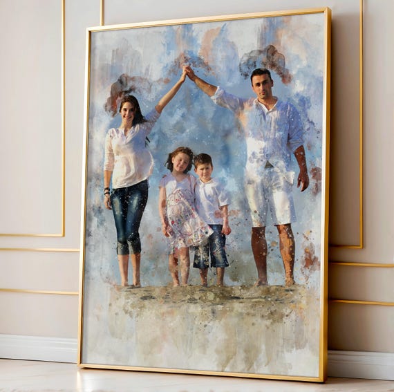 Custom Family Portrait Painting Minimalist Family Painting Custom Family Drawing Family Portrait Family Print Personalized Portrait