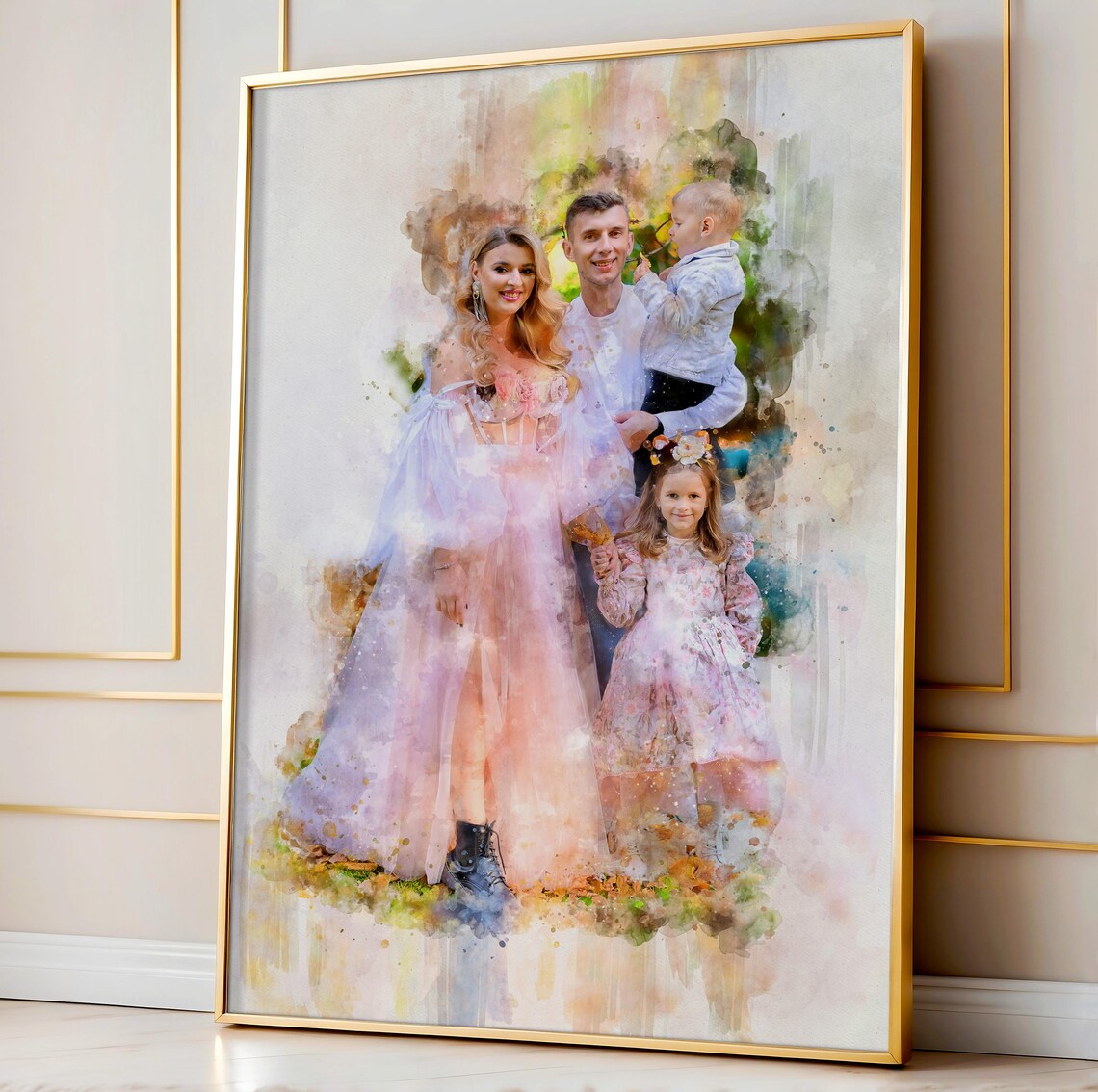 Personalised Mothers Day Gift Watercolour Family Portrait Mom Gift Birthday Gift Painting From Photo Gift For Mum Mothers Day Print