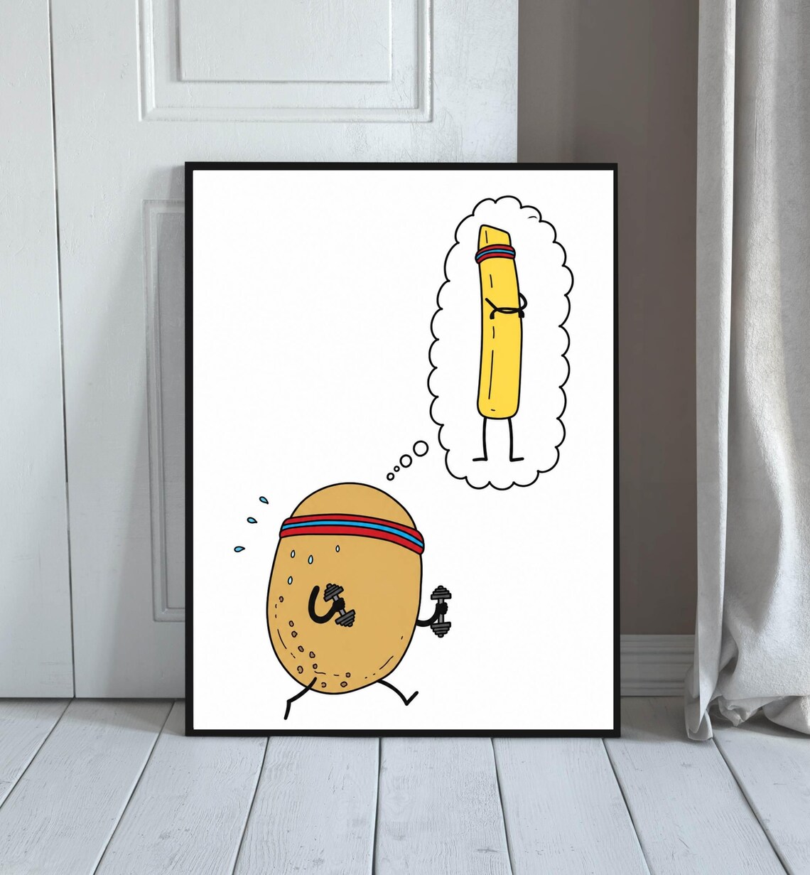 Potato Workout Poster, Funny Kitchen Humor