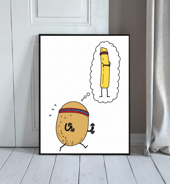 Potato Workout Poster, Funny Kitchen Humor