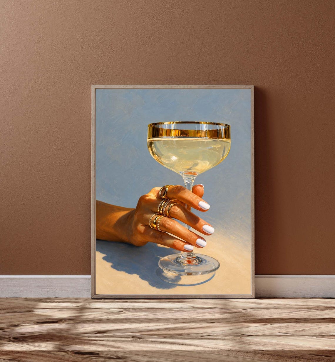 Champagne Coupe Gold Rim Poster Elegant Cocktail Bar Party Decor