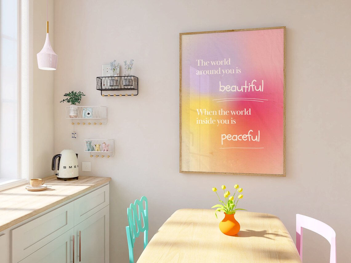 Inner Peace Quote Art Print, Retro Aura Poster - Image 3