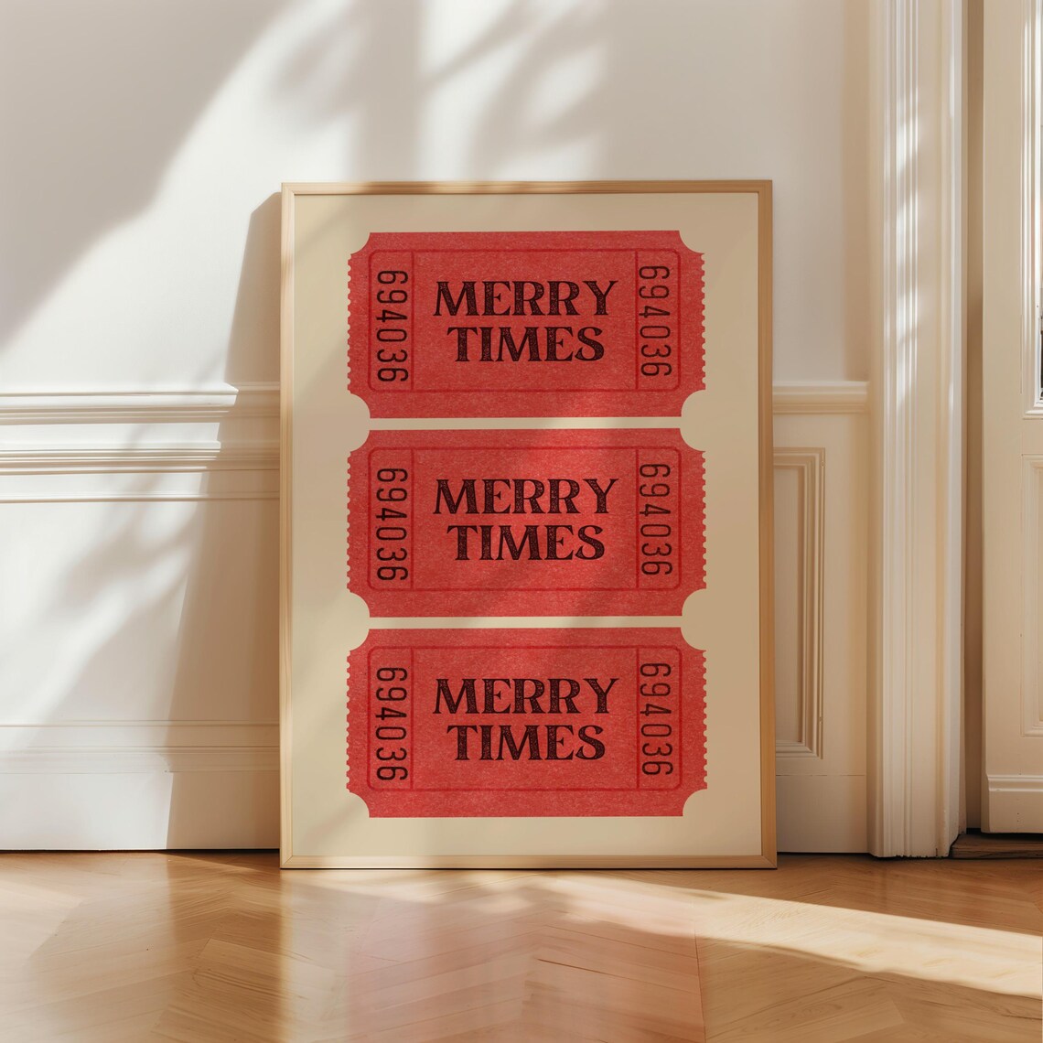 Merry Times Ticket Print, Minimalist Christmas Decor - Image 2