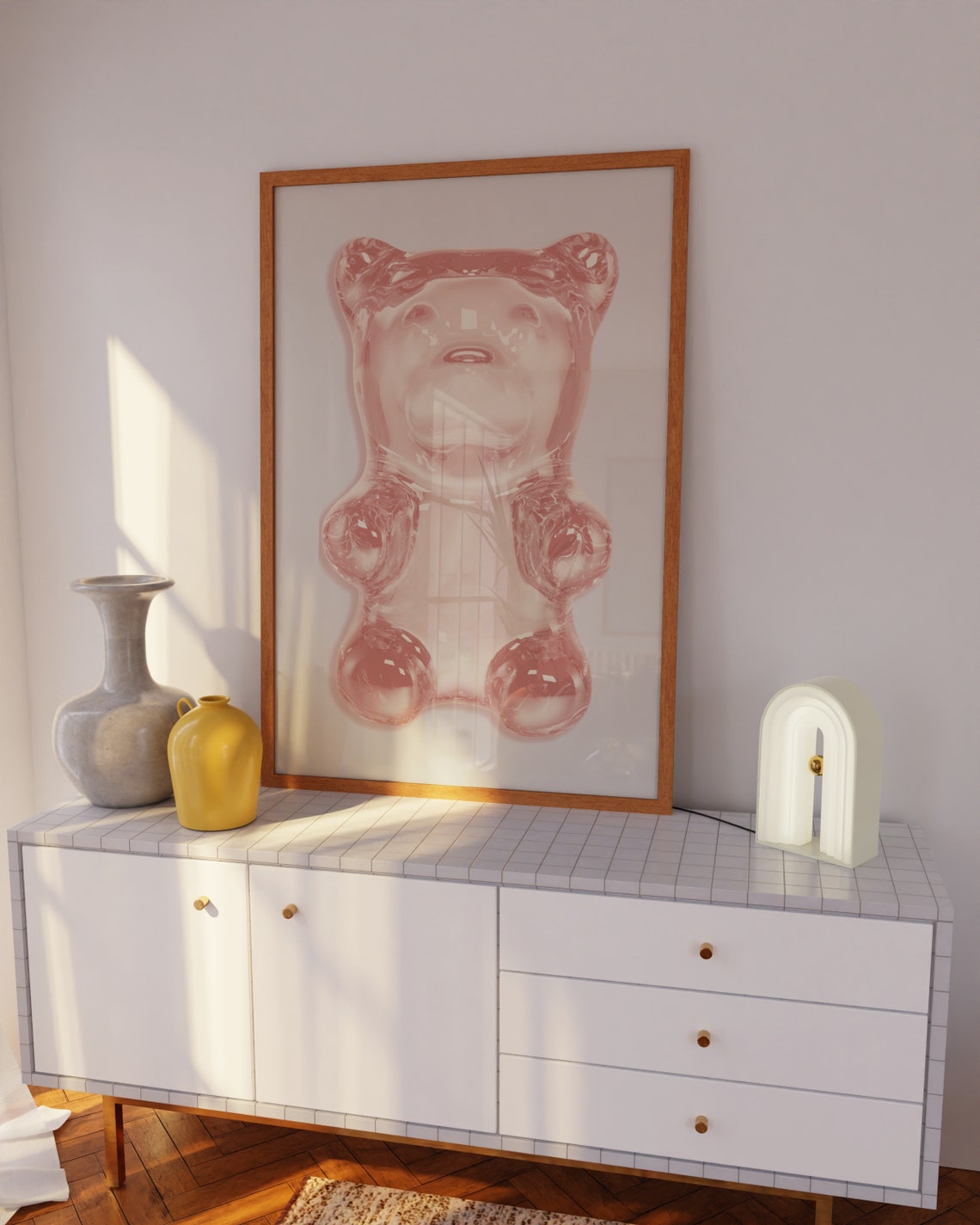 Pink Translucent Gummy Bear 3D Candy Pop Art Preppy Room Poster - Image 2