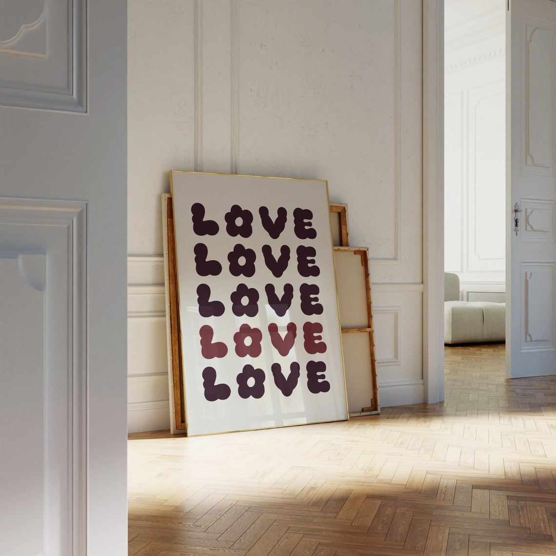 Love Floral Font Print Cute Girly Retro Poster Flower Aesthetic Indie Art Teen Girl Dorm Room Decor Funky Living Room Bedroom Decor - Image 3