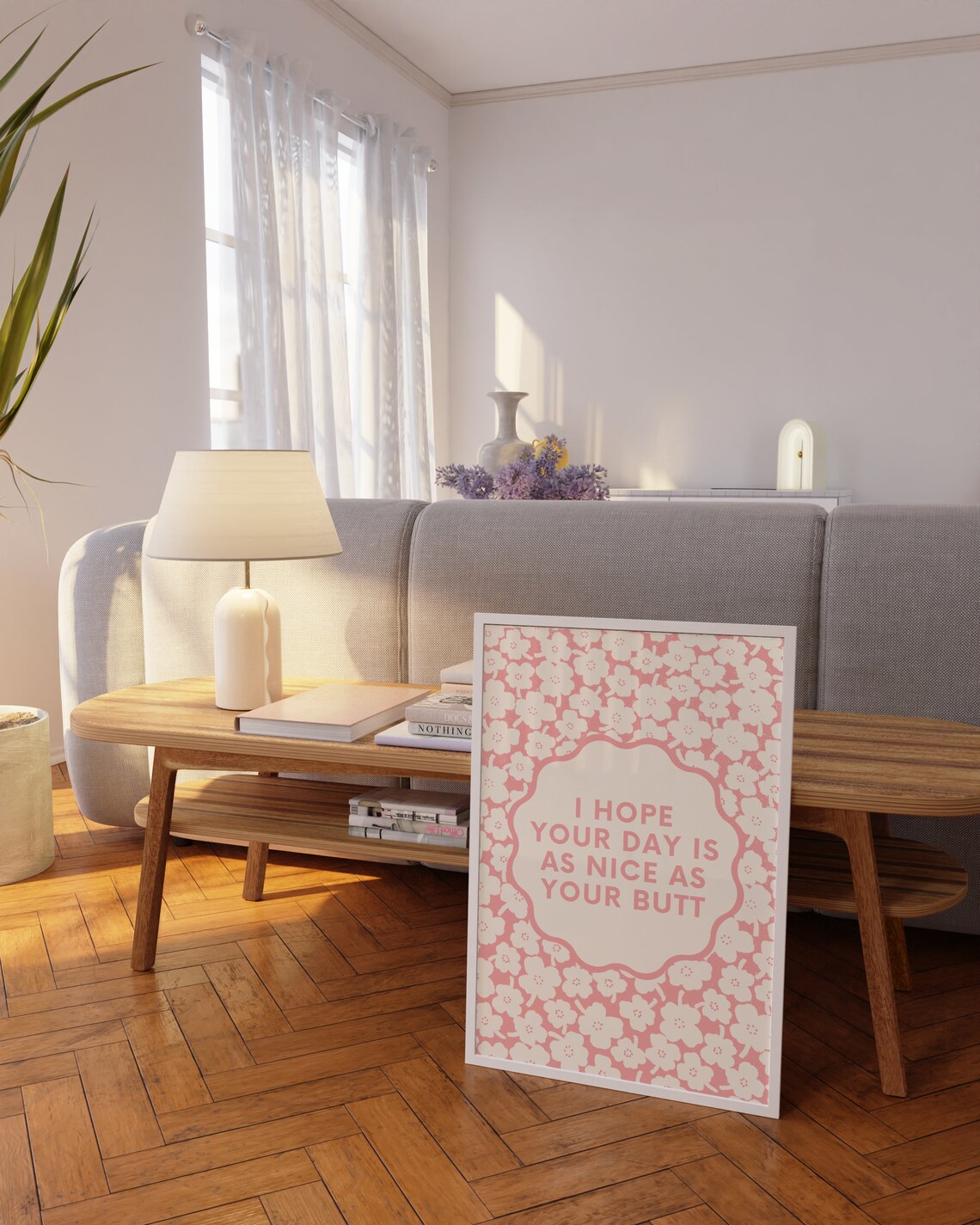 Nice Butt Retro Floral Bathroom Wall Art Print - Image 2