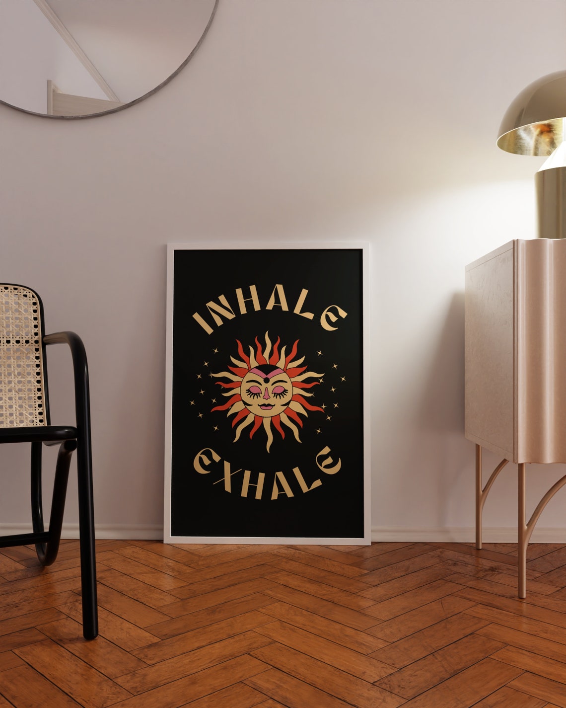 Inhale Exhale Sun Face Mindful Breathing Yoga Quote Art Poster - Image 3